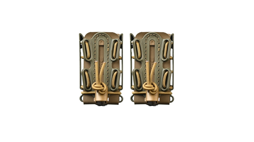 G-Code Soft Shell Scorpion Pistol Magazine Carrier Pack of 2, Short, P1/P2/P3 Molle and Belt Mounts, Ambidextrious, Green On Tan, OD Green Frame/Tan Shell, Short, SS-P2-2PK-123-GNTN