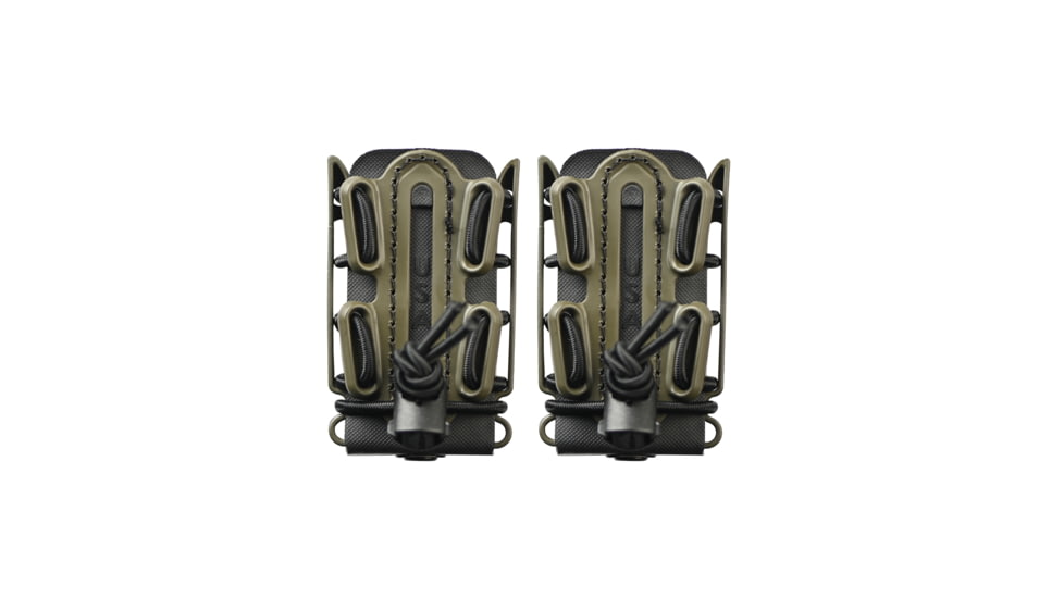 G-Code Soft Shell Scorpion Pistol Magazine Carrier Pack of 2, Short, P1/P2/P3 Molle &amp; Belt Mounts, Ambidextrious, Green On Black, OD Green Frame/Black Shell, Short, SS-P2-2PK-123-GNBK