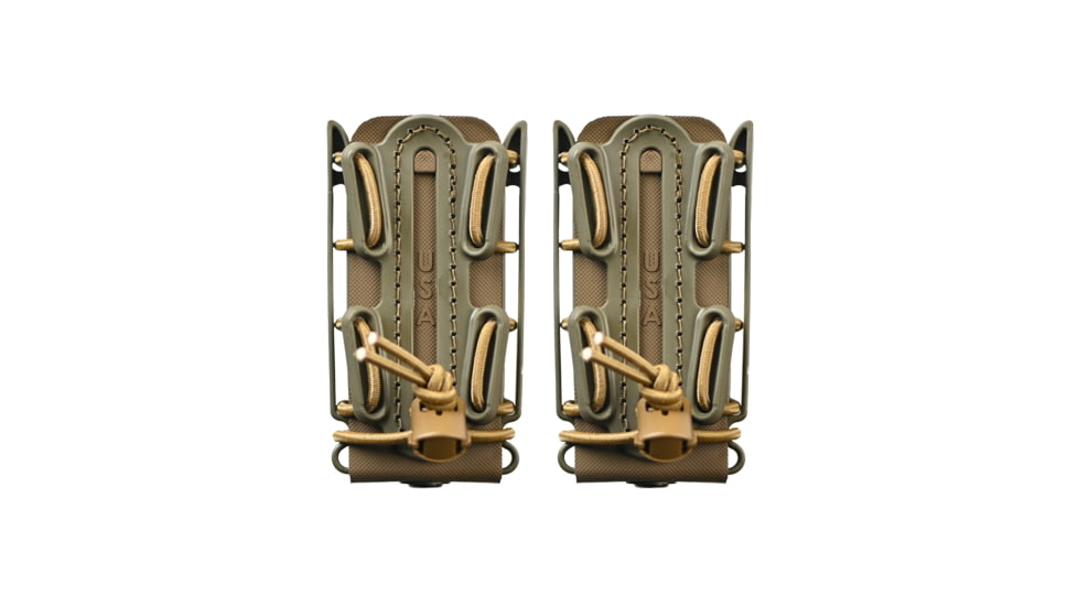 G-Code Soft Shell Scorpion Pistol Magazine Carrier Pack of 2, Tall, P1/P2/P3 Molle and Belt Mounts, Ambidextrious, Green On Tan, OD Green Frame/Tan Shell, Tall, SS-P1-2PK-123-GNTN