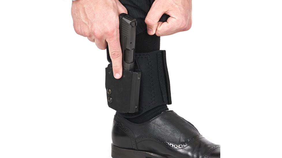Galco Ankle Guard Leather Holster, Left, Ankle Holster, Plain, Black , AGD801RB