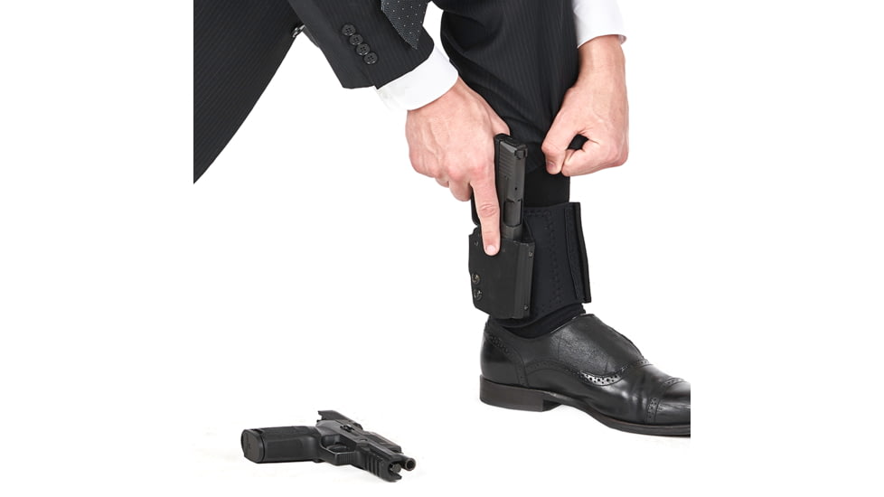 Galco Ankle Guard Leather Holster, Left, Ankle Holster, Plain, Black , AGD801RB