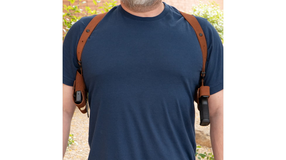 Galco Classic Lite 2.0 Shoulder System Shoulder Size Fits Chest Up To 56&quot; Natural Leather Fits Glock 43, Right Hand, CL2800R