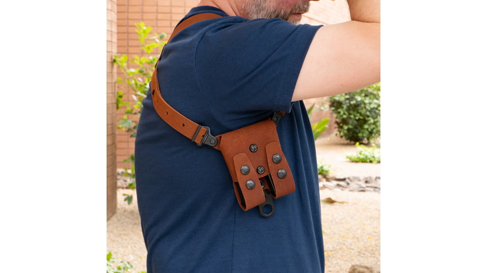 Galco Classic Lite 2.0 Shoulder System Shoulder Size Fits Chest Up To 56&quot; Natural Leather Fits Glock 43, Right Hand, CL2800R