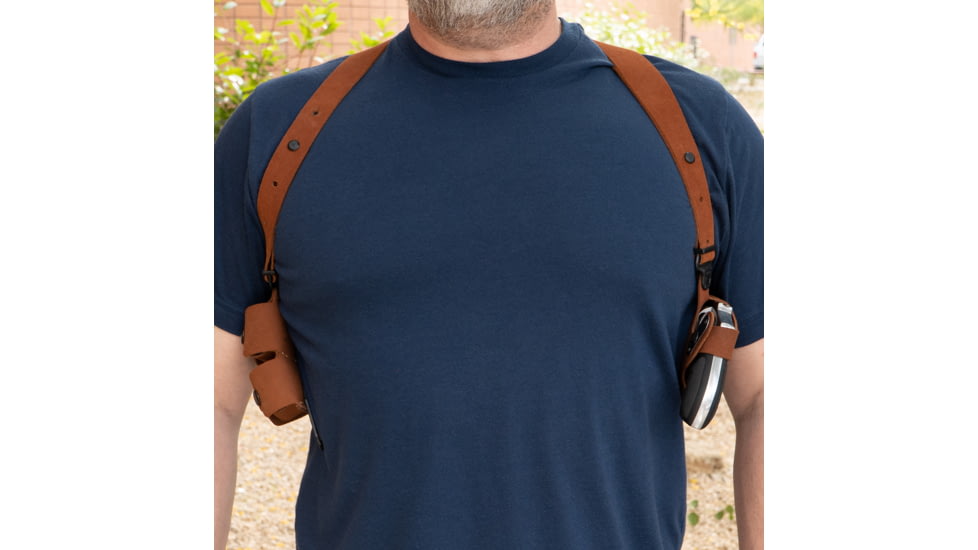 Galco Classic Lite 2.0 Shoulder System Shoulder Size Fits Chest Up To 56&quot; Natural Leather Fits Glock 43, Right Hand, CL2800R