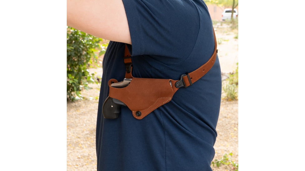 Galco Classic Lite 2.0 Shoulder System Shoulder Size Fits Chest Up To 56&quot; Natural Leather Fits Glock 43, Right Hand, CL2800R