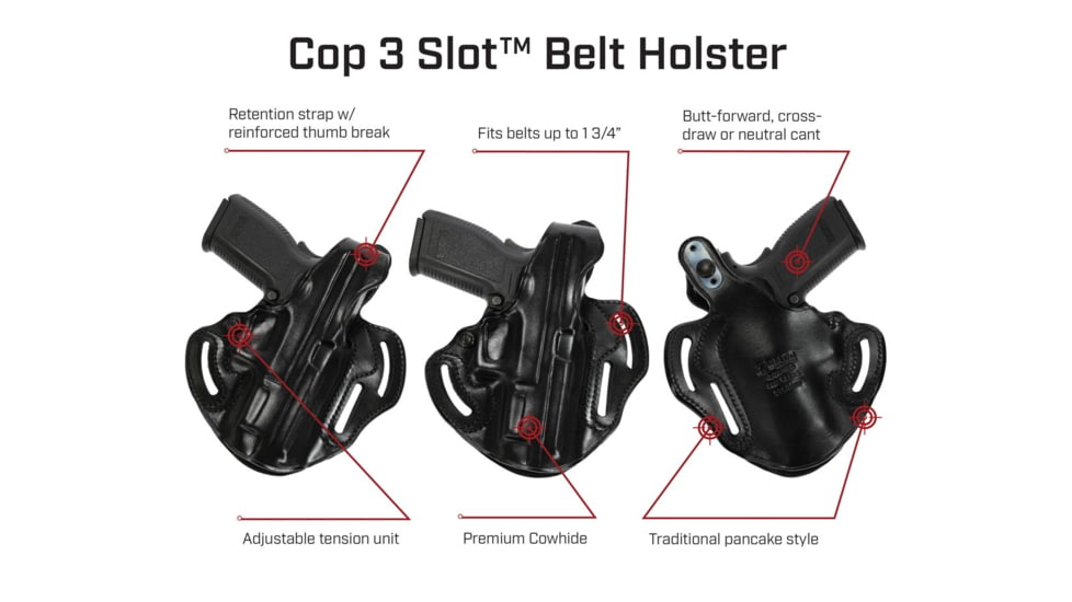 Galco Cop 3 Slot Holster, Hk P30, Black, Black, CTS440RB