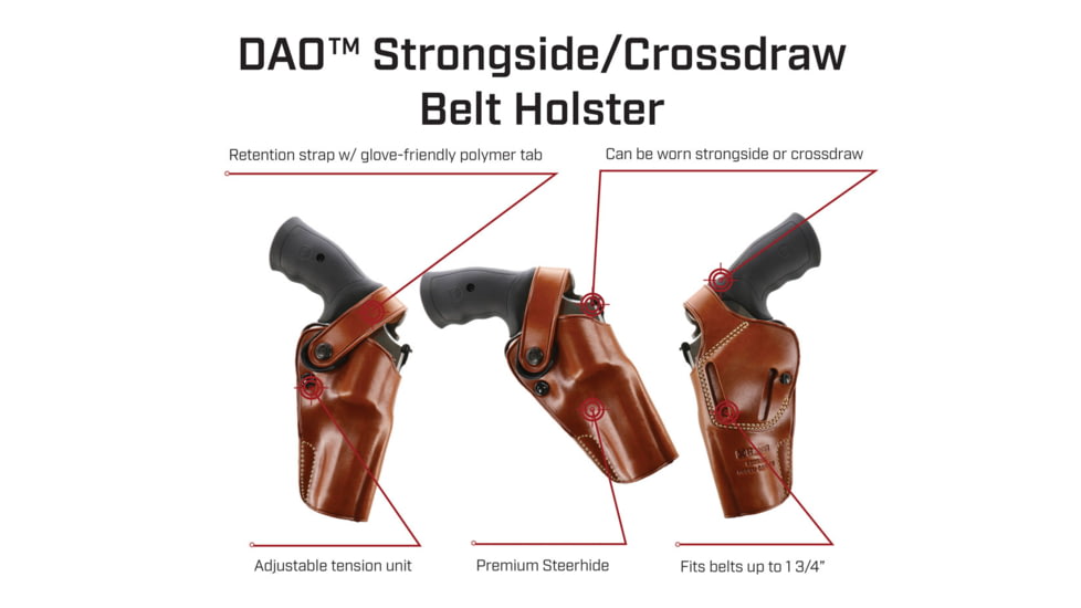 Galco Dao Strongside/Crossdraw Belt Holster, Colt King Cobra 4 1/4in, Right Hand, Tan, DAO370