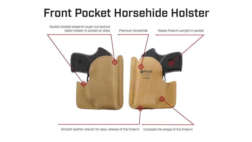 Galco Horsehide Front Pocket Holster, Glock 43/43X/43X MOS, Right Hand, Natural, PH800