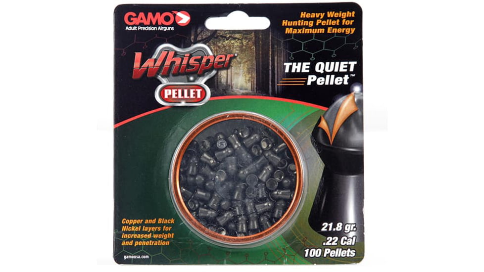 Gamo .22 Caliber Whisper High Weight Quiet Pellets, 100 Pack, 632272354