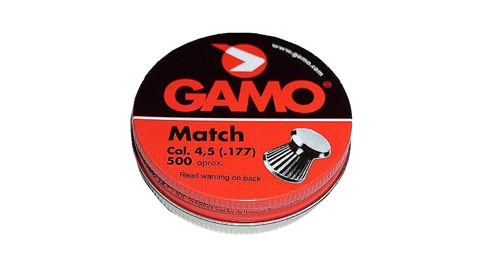 Gamo Match .177 Caliber 7.6 grain Lead Flat Nose Pellets, 500 Rounds, 6320034BL54