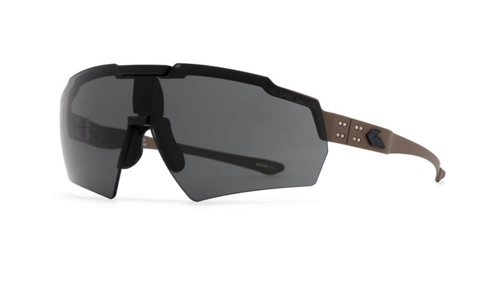 Gatorz Blastshield Sunglasses, Black Logo, TAN Frame, Balistic Smoke Lens, 841235126222