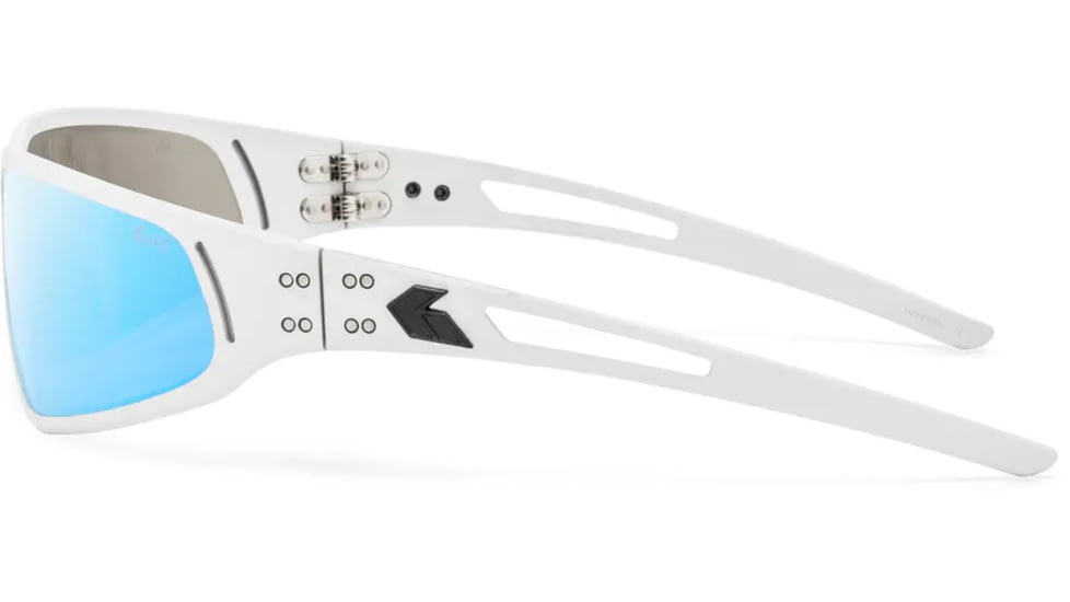 Gatorz Revenant Sunglasses, Frost w/Black Logo Frame, Smoke Optimized Polarized w/ Blue Mirror Lens, Frost, Medium, 841235128547