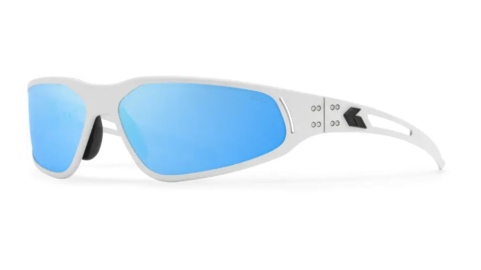 Gatorz Revenant Sunglasses, Frost w/Black Logo Frame, Smoke Optimized Polarized w/ Blue Mirror Lens, Frost, Medium, 841235128547