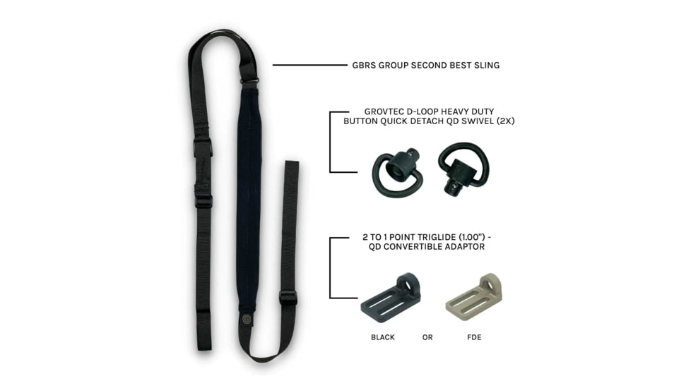 GBRS Group Second Best Sling, 40in Adjustable Front End, 20in Adjustable Back End, 16in Minimalist Neck Pad, Gun Sling