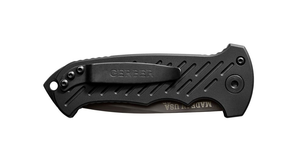 Gerber 06 Auto Automatic Folding Knife, 8.5 in Overall, 3.8 in S30V Plain Drop Point Black Oxide Blade, Anodized 6061-T6 Machined Aluminum Black Handle, 30-001295