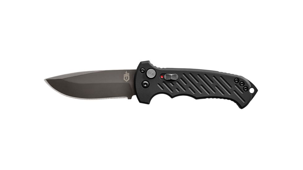 Gerber 06 Auto Automatic Folding Knife, 8.5 in Overall, 3.8 in S30V Plain Drop Point Black Oxide Blade, Anodized 6061-T6 Machined Aluminum Black Handle, 30-001295