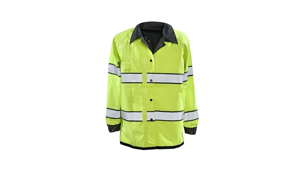 Gerber Outerwear Pro Dry Reversible Rain Jacket - Ansi 107 Class III, Black - Lime, SR 70J3/L SR
