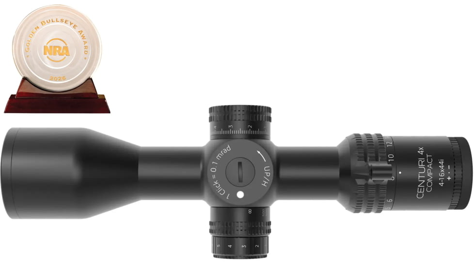 German Precision Optics OPMOD CENTURI SuperCompact 4-16x44mm 30mm Tube Rifle Scope, FFP, Mil-base PLRi Reticle, Black, RCX450 OP