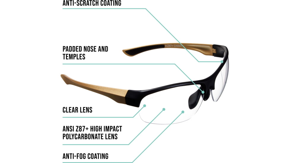 Girls With Guns Devotee Protective Shooting Safety Glasses, Gold/Brown Frame, Clear Lenses, One Size, 2371