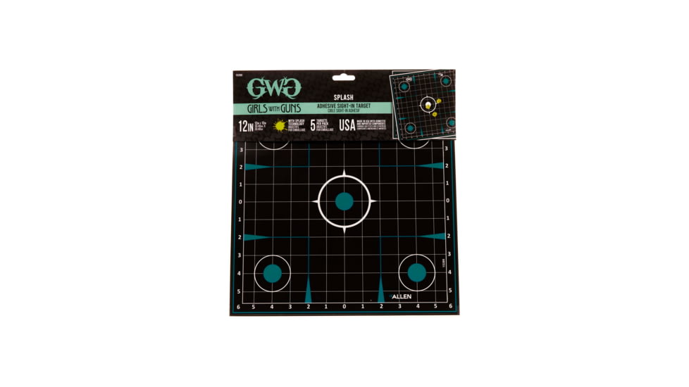 Girls With Guns Gwg Splash Adhesive Sight Grid Target, Teal/Black, 12X12, 15280