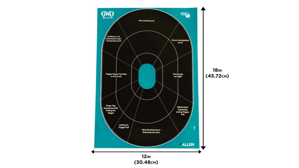 Girls With Guns Gwg Splash Self-Adhesive Oval Handgun Trainer Paper Target, Teal/Black, 12X18, 15283