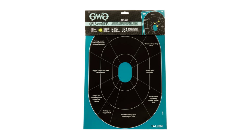 Girls With Guns Gwg Splash Self-Adhesive Oval Handgun Trainer Paper Target, Teal/Black, 12X18, 15283