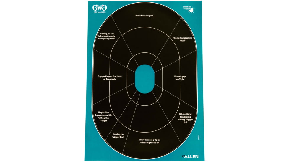 Girls With Guns Gwg Splash Self-Adhesive Oval Handgun Trainer Paper Target, Teal/Black, 12X18, 15283
