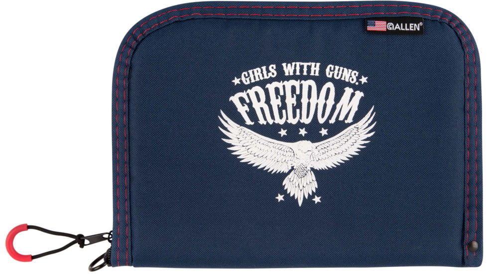 Girls With Guns Handgun Cases, 10 in Long, Full-Size, Lockable Keyring, Ultra-Soft Lining, Foam Padding, Navy w/GWG Freedom Graphic, 9071