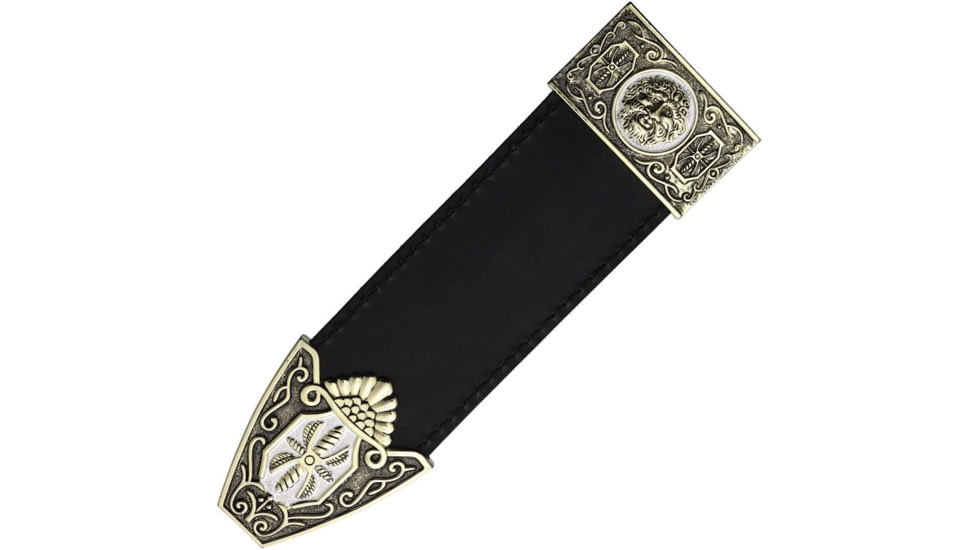 Gladius Roman Dagger, 14in Overall, 8in Satin Double Edge Blade, Antique Metal Alloy/Black Cord Wrapped Handle, Leather Sheath, 512