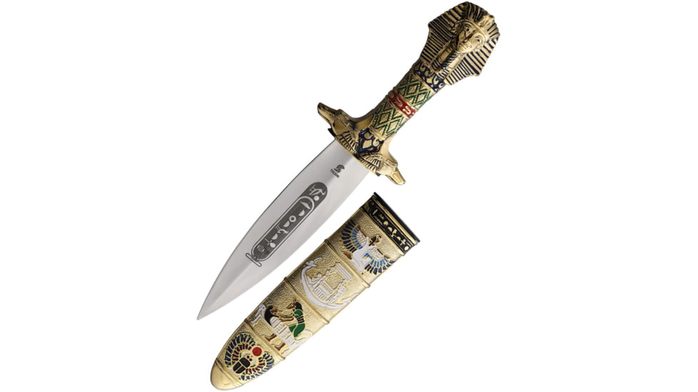 Gladius Tutankamon Dagger, 12in Overall, 6.5in Satin Unsharpened Stainless Dagger Blade, Gold Metal Alloy Handle, 504