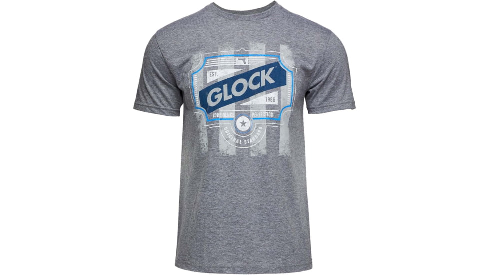 Glock Blue Line Tee, Gray Ringspun Cotton/Polyester, Short Sleeve, Large, AP96207