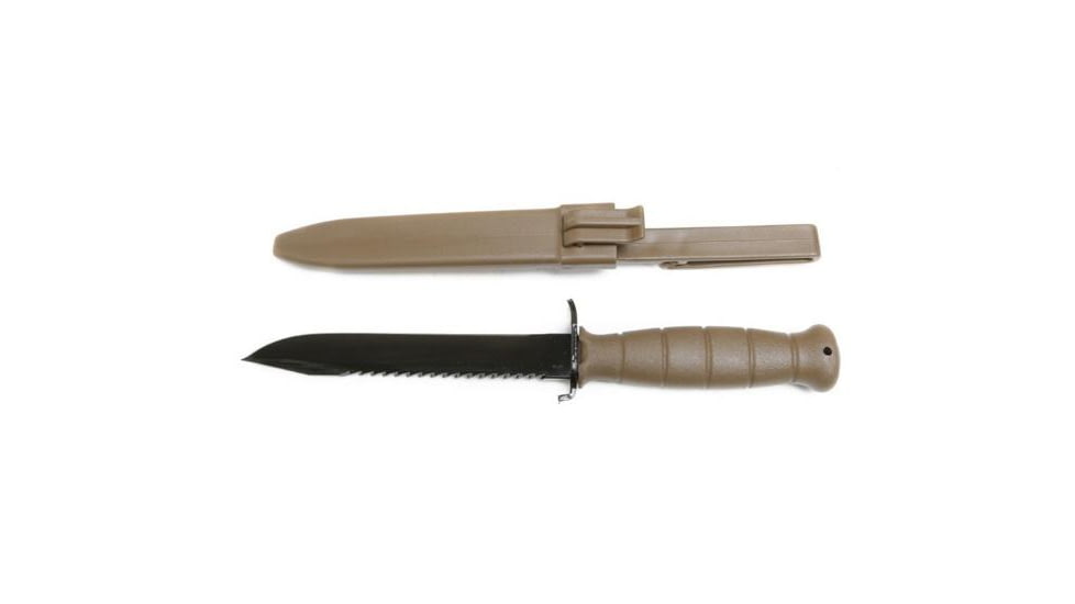 Glock Field Knife w/ Saw Back, 6.5in, Spring Steel HRC 55, Drop Point, Plain/Saw Back Blade, FDE Polymer Handle, KD039179
