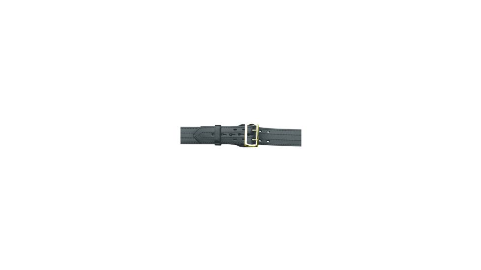 Gould &amp; Goodrich Leather Lined Duty Belt, 4 Row Stitched, 44, Brass Buckle, Black, B59-44FL4RBR