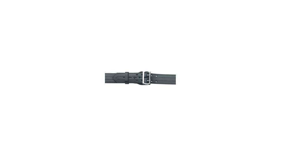 Gould &amp; Goodrich Leather Lined Duty Belt, 4 Row Stitched, 38, Nickel Buckle, Black, B59-38FL4R