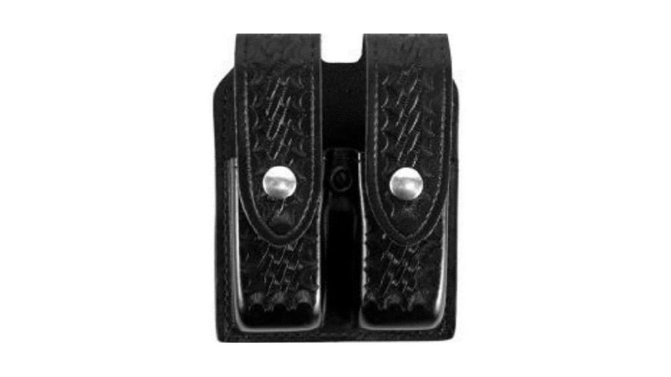 Gould &amp; Goodrich Double Magazine Case w/Snap Closure, Brass Snap - 1911 Single Stack, Black, B627-2BR