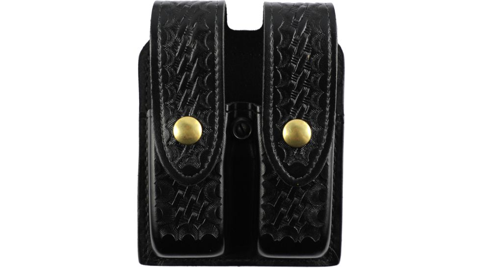 Gould &amp; Goodrich K-Force Double Magazine Case, Brass Snap - Glock 20, H&amp;K USP, Black Weave, K647-4WBR