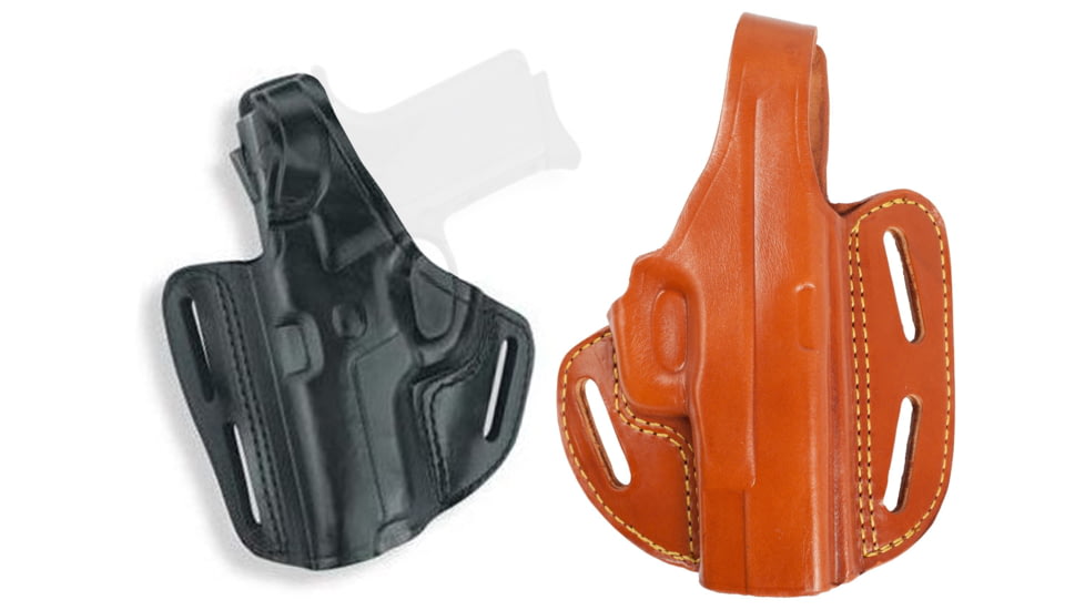 Gould &amp; Goodrich Gold Line Three Slot Pancake Holster, Black, Chestnut Brown