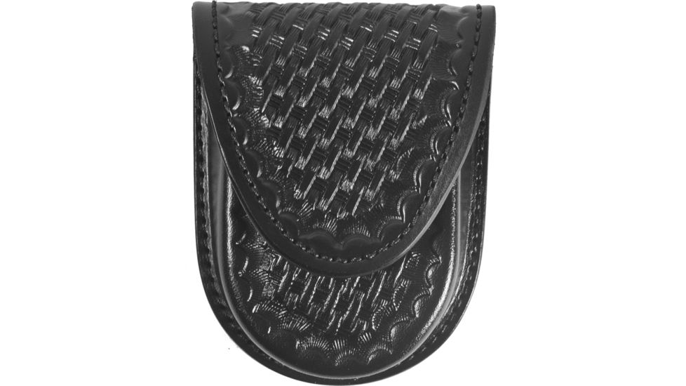 Gould &amp; Goodrich Round Bottom Single Handcuff Case, Hidden Snap, Black Weave, B583W