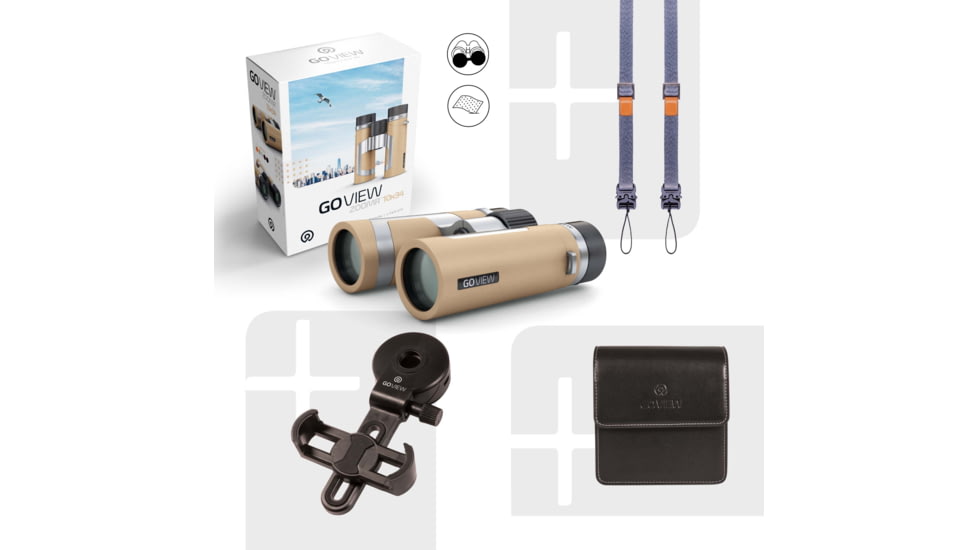 GoView ZOOMR 10x34mm Roof Prism Binoculars, Light Brown, 4260527415947