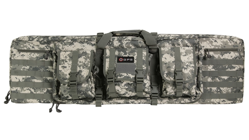 GPS Double Rifle Polyester Case, 42 in, Hook and Loop Fastener, Lockable Zippers, Molle Attachment System, 2 Padded Slots, Gray Digital, GPSDRC42ACU