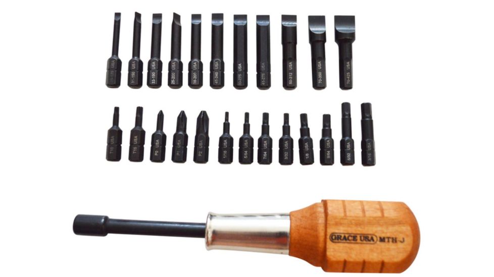 Grace USA Gunsmith Mag Tip Screwdriver Set, 24 Bit, Wood, GRMT24