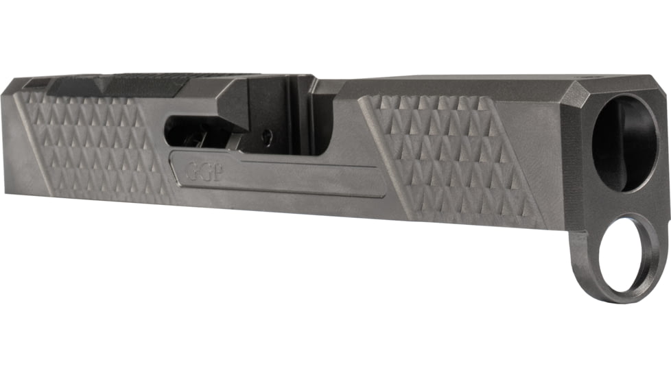 Grey Ghost Precision Glock 43 Stripped Slide, Version 2 - Diamond Checkering Pattern, 17-4PH SS, DLC Grey, GGP-SPG43-V2-GRY