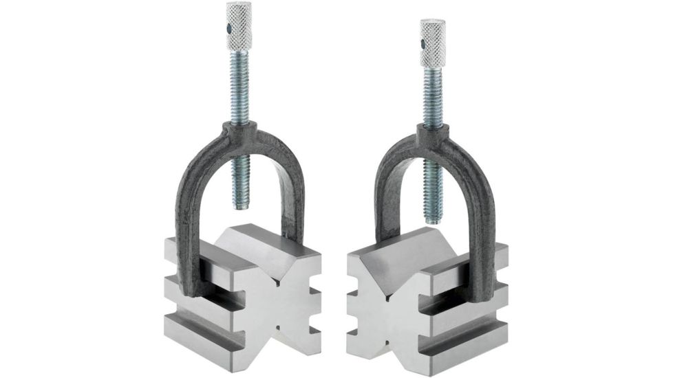 Grizzly Industrial V-Block Set with Clamp-Double Slot T23889