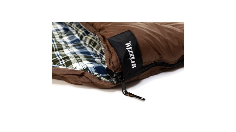 Grizzly Ripstop 2-Person +25 Degree Sleeping Bag, Brown, Large, 40011