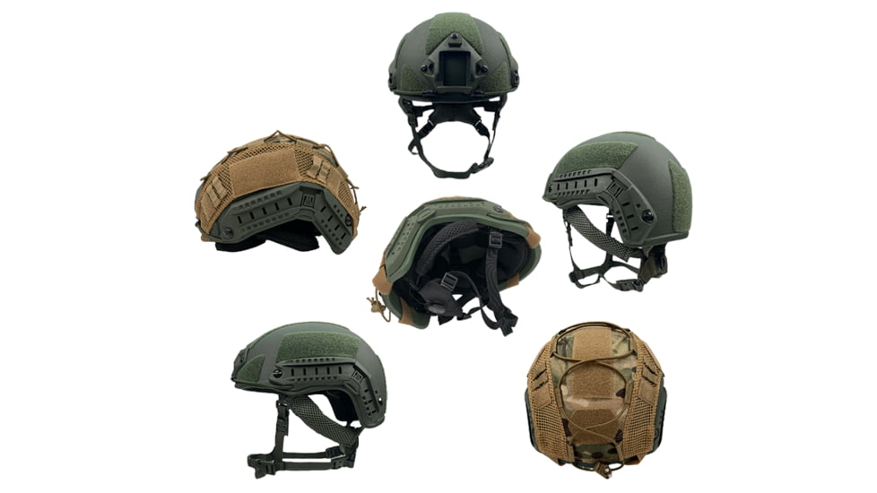 Guard Dog Body Armor FAST Ballistic Helmet, Level IIIA w/ Multicam Helmet Cover, Universal Medium-Large, OD Green, FAST-HELMET-U-G