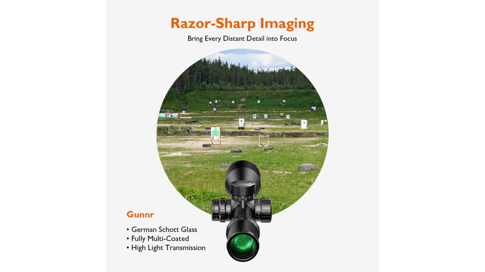 GUNNR Heimdall 6-24x50mm 30mm Tube Rifle Scope, Second Focal Plane, 1/8 MOA Reticle, Black, FFP-0624-50