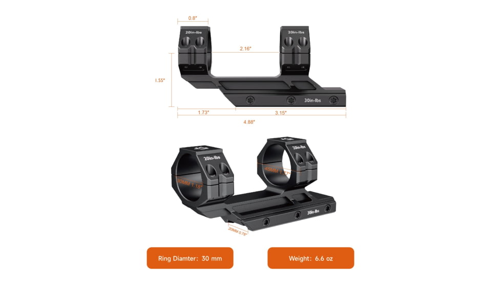 GUNNR Sleipnir 34 mm Cantilever Mount, Black, MONZT3400