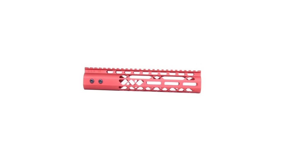 GUNTEC USA 10in Air Lite M-Lok Free Floating Handguard with Monolithic Top Rail, Red GT-10MLK-AL-RED