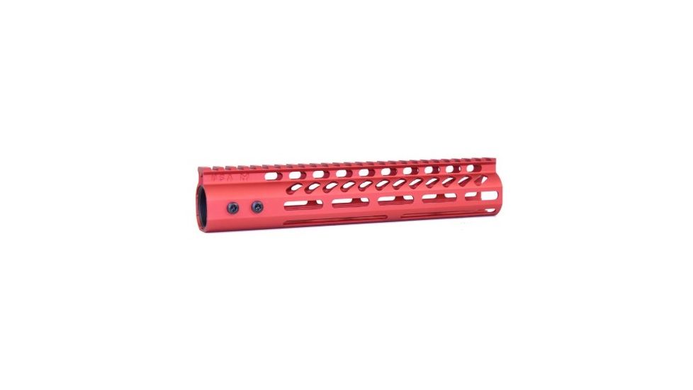 GUNTEC USA 10in Ultra Lightweight Thin M-Lok System Free Floating Handguard with Monolithic Top Rail, Red GT-10MLK-RED