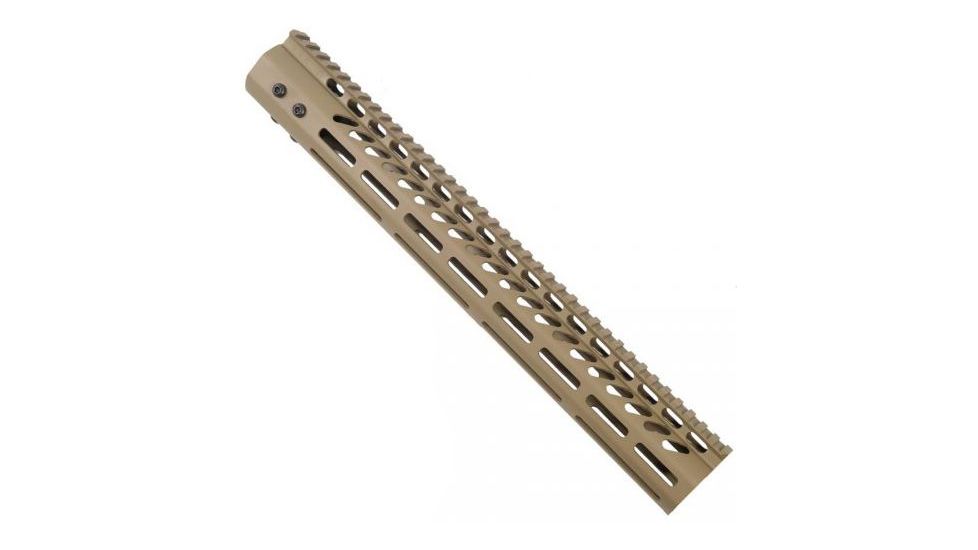GUNTEC USA 15in Ultra Lightweight Thin M-Lok System Free Floating Handguard w/Monolithic Top Rail,.308 Cal,Cerakote Flat Dark Earth GT-15MLK-308-E